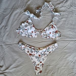 Cute white bathing suit with red flowers